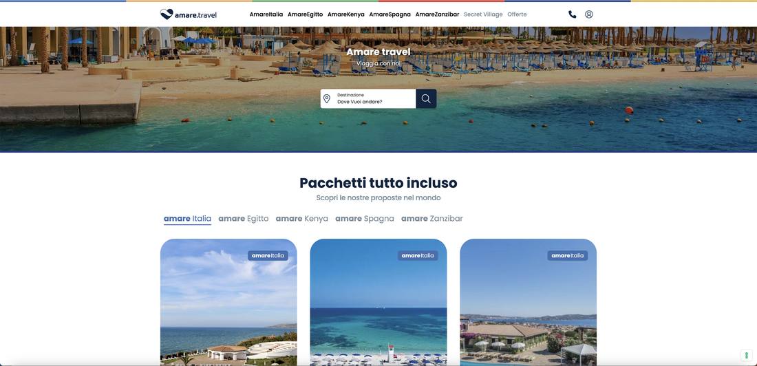 Amare Travel — Home e motore di ricerca