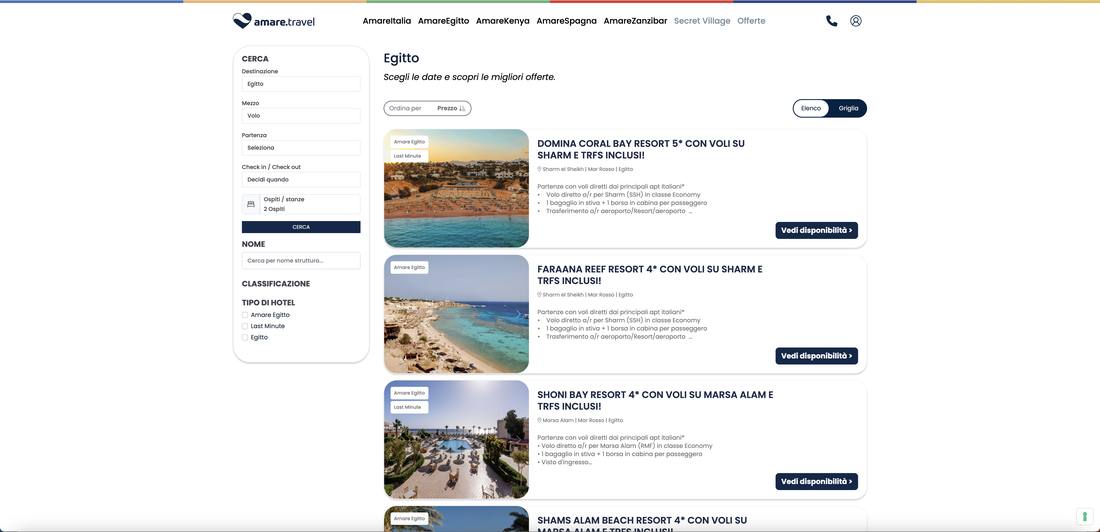 Amare Travel — Risultati di ricerca e filtri